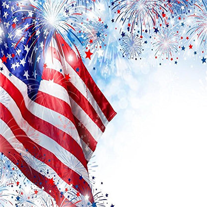 AOFOTO 10x10ft American Flag with Fireworks Backdrop 4 July Independence Day Photography Background Stars and Stripes USA Patriotic National Celebration Veteran Holiday Festival Photo Studio Props - size: 10x10ft