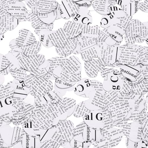 Marspark 1200 Pcs Book Page Heart Confetti 1 Inch Vintage Newspaper Wedding Table Confetti Novelty Party Decorations for Book Themed Party Decor Birthday Photo Prop Bridal Shower(White) - color: White, size: Heart