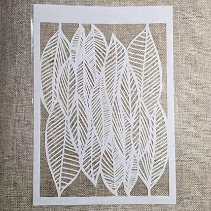 TIAMECH A4 Reusable Leaves Stencil for Painting - Hollow Leaves Layering Template, DIY Wall Art, Wood Furniture, Scrapbook & Crafts (8.3x11.7inch) - style: Leaves