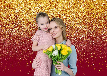 8x6ft Red Glitter Backdrop Birthday Gold Spots Bokeh Wedding Prom Graduation Photography Background X-126 - color: Red, size: 8X6ft