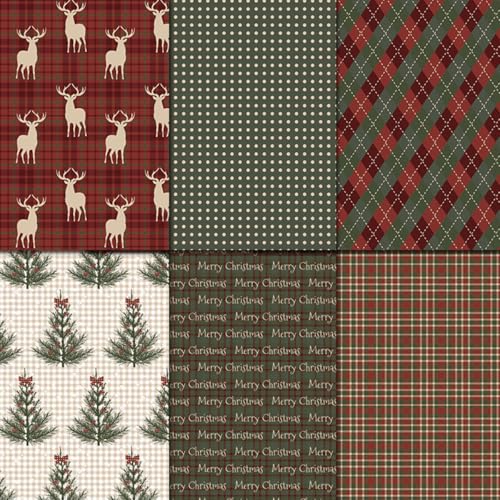 Christmas Scrapbook Paper 6x6 - 12 Design 24 Sheets Single Sided Scrapbooking Patterned Specialty Collection Decorative Craft Paper Sheet for Card Making Photo Album - color: Christmas Time