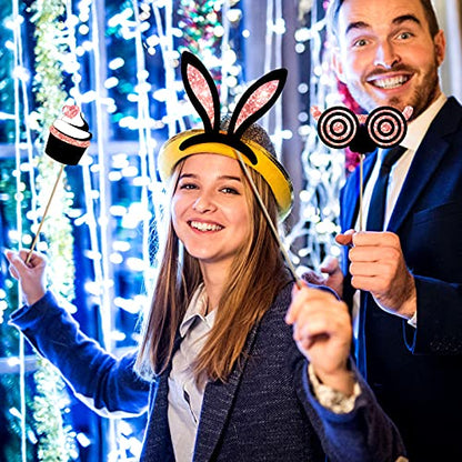 Zonon 24 Pcs Funny Photo Booth Props Class of 2026 Graduation Birthday Wedding Family Class Reunion Prom Disco Party Celebration Decoration Supplies Mix of Hats, Lipstick, Tie(Rose Golden) - color: Rose Golden