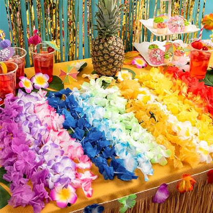 JOYIN Toy 12 Counts Hawaiian Leis Bulk, Tropical Flower Lei Hawaiian Lei Beach Hawaii Luau Party Favors Decoration Birthday Party Supplies
