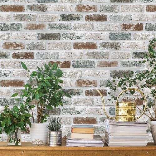 Guvana 17.3"×787" Brick Peel and Stick Wallpaper Red/Blue/Grey Brick Contact Paper Self Adhesive Wallpaper 3D Brick Texture Vintage Removable Wall Paper for Livingroom Decor - color: Red/Blue/Grey, size: 17.3" x 787"