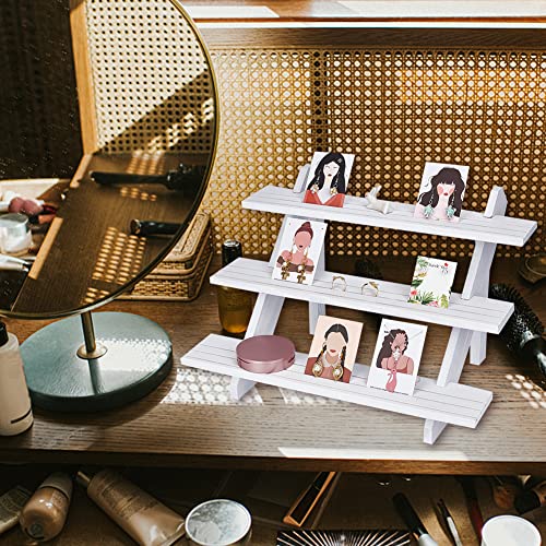 NBEADS 3-Tier Retail Earring Display Riser, White Earring Ring Holder Detachable Wood Retail Jewelry Card Display Stand with Groove for Crafts Jewelry Storage Display Collection, 15.3x12.28x10.12 - color: 3-Tier White