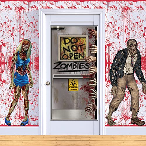 Beistle Bloody Wall Backdrops – 2 Realistic Dripping Blood Printed Plastic Wall Coverings for Halloween Haunted House Party Décor Indoor Spooky Scene Background Display, 4 Ft x 30 Ft Each - style: Bloody Wall - 2 Piece