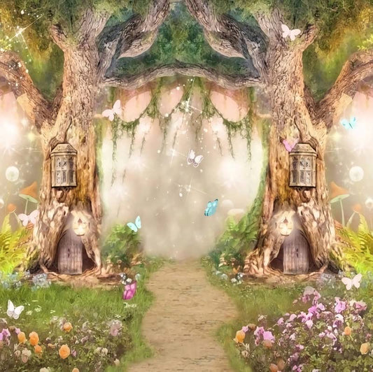 Leowefowa 6x6ft Vinyl 1st Birthday Backdrop Fairy Tale Forest Enchanted Flower Baby Shower Photo Background for Birthday Party Photoshoot Newborn Baby Kids Children Studio Props Photography Backdrops - size: 6x6ft