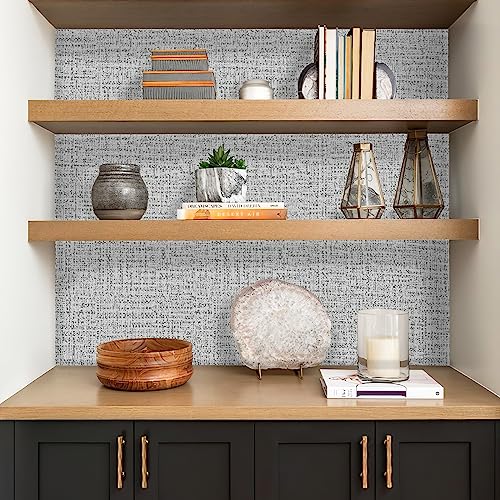 Grey Wallpaper Grasscloth Peel and Stick Wallpaper 17.7inchx393.7inch Textured Peel and Stick Grasscloth Removable Grey Contact Paper for Cabinets Self Adhesive Removable Wall Paper Vinyl - color: Grey-1, size: 17.7" x 393.7"