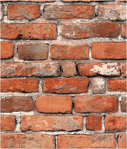 Faux Brick Peel and Stick Wallpaper 17.7" x 118" Contact Paper for Cabinets 3D Brick Wall Backdrop Self-Adhesive Wallpaper Red Bricky Textured Vintage Removable Wall paper for Fireplace Kitchen Vinyl - size: 17.7" x 118"