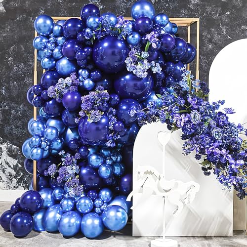 PartyWoo Metallic Blue Balloons 100pcs Different Sizes of 18 12 10 5 Inch Chrome Blue Latex Balloons for Graduation Wedding Baby Shower Wedding Bachelorette Birthday Party Decorations Blue-G106 - color: Blue-g106, size: 5/10/12/18 inch