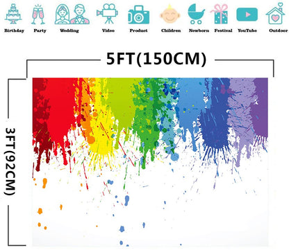 Paint Splash Party Backdrop Colorful Painting Art Photography Background MEETSIOY Abstract Oil Painting Photo Booth Props Banner Birthday Party Supplies Photo Backdrop 5x3ft BJZSMT11 - size: 5x3ft