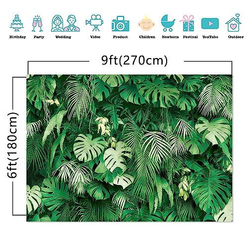 9x6FT Jungle Palm Wildlife Park Photography Background Baby Shower Friends Party Family Party Decor Photo Backdrop Green Tropical Palm Leaves Picture - size: 9x6FT