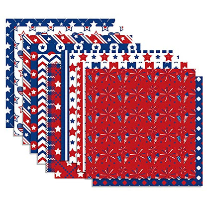 VIVIQUEN Patriotic American Flag Double-Sided Paper, 12 Inches, American National Day Textured Scrapbook Paper Craft Paper for DIY Background Card Making Scrapbook Photo Album Decorations, 24 Packs