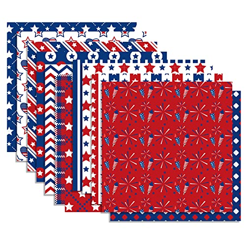 VIVIQUEN Patriotic American Flag Double-Sided Paper, 12 Inches, American National Day Textured Scrapbook Paper Craft Paper for DIY Background Card Making Scrapbook Photo Album Decorations, 24 Packs