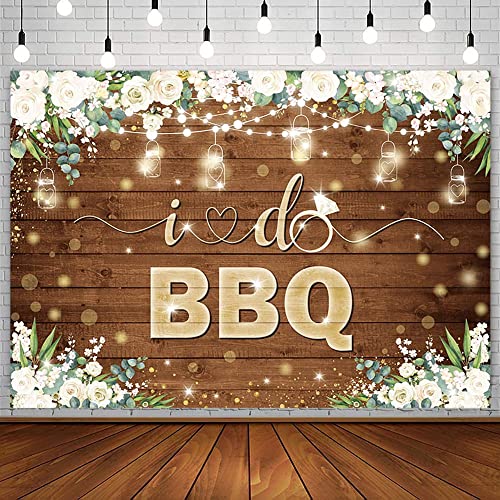 AIBIIN 7x5ft I Do BBQ Backdrop for Adults Men Women Couples Engagement Bridal Shower Boho Wedding Rustic Wooden Photography Background Baby Shower Birthday Party Decorations Banner Photo Booth Props - size: 7x5ft