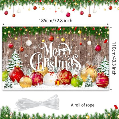 Irenare Christmas Backdrop Merry Christmas Banner Party Decoration Xmas Photography Background Photo Props for Winter Holiday New Year Eve Family Party Decoration Supplies(Large Xmas Ball) - style: Large Xmas Ball
