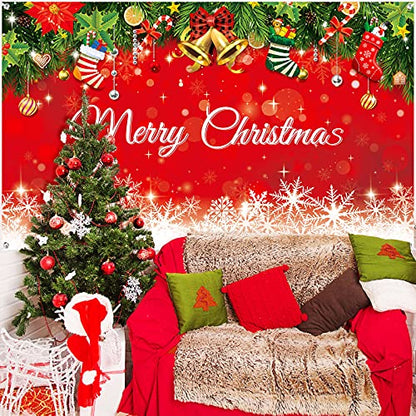 Irenare Christmas Backdrop Merry Christmas Banner Party Decoration Xmas Photography Background Photo Props for Winter Holiday New Year Eve Family Party Decoration Supplies(Snowflake) - style: Snowflake
