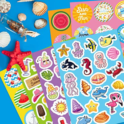 Joy Bang 500 PCS Summer Stickers for Kids, 30 Sheets Beach Ocean Tropical Stickers Bulks, Ice Cream Sea Animal Holiday Hawaiian Sticker Crafts School Teacher Classroom Party Favors Essentials - style: Summer