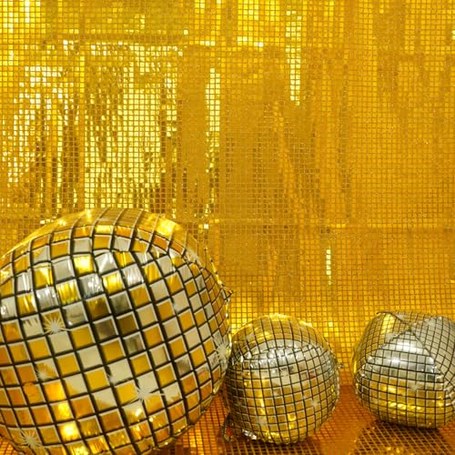 JYFLZQ Gold Sequin Backdrop Curtain 4.5x8ft 1 Panel, Not See Through & Non-Shedding Sequins Photo Booth Background for Vintage Party, Birthday, Wedding, Graduation Event Decor - color: Gold, size: 4.5FT x 8FT (Pack of 1)