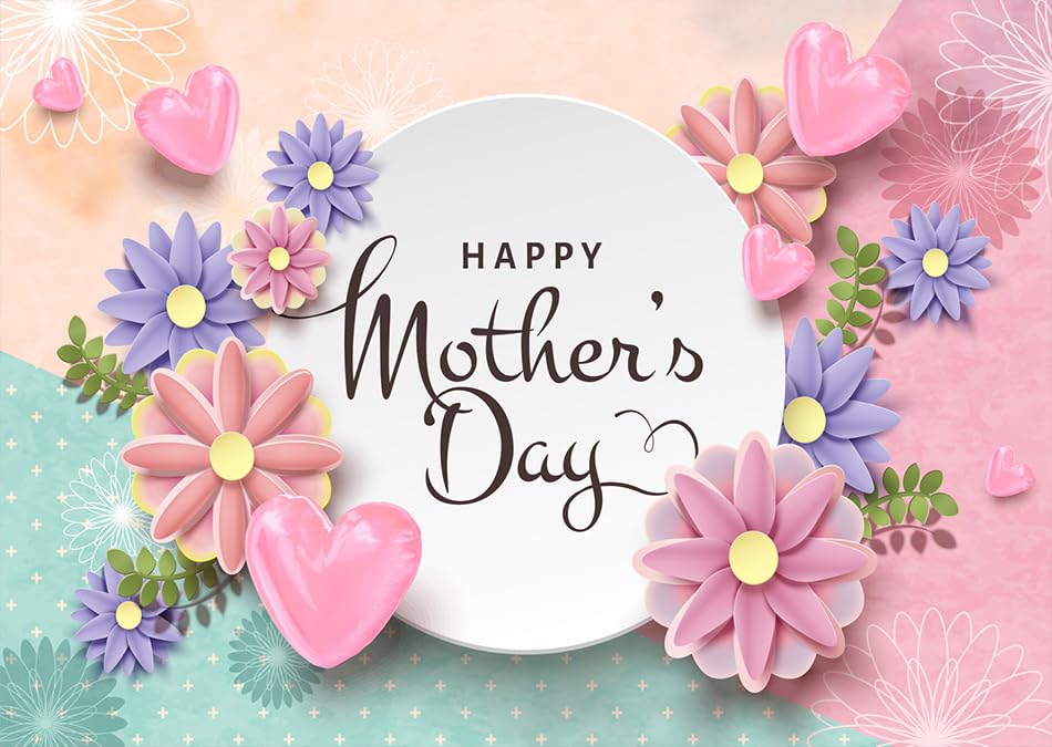 10x8ft Happy Mother's Day Backdrops Thanks Mother Party Photoshoot Backdrops Mom's Day Party Decorations Banner Photo Backdrop Mother's Day Birthday Party Background 138 - size: 10x8ft