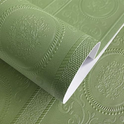 JiffDiff Wallpaper Peel and Stick Textured,3D Embossed Wall Paper Stick on Wallpaper Modern Waterproof Self Adhesive Contact Paper(17.3" x 800",Green) - color: Green, size: 17.3" x 800"