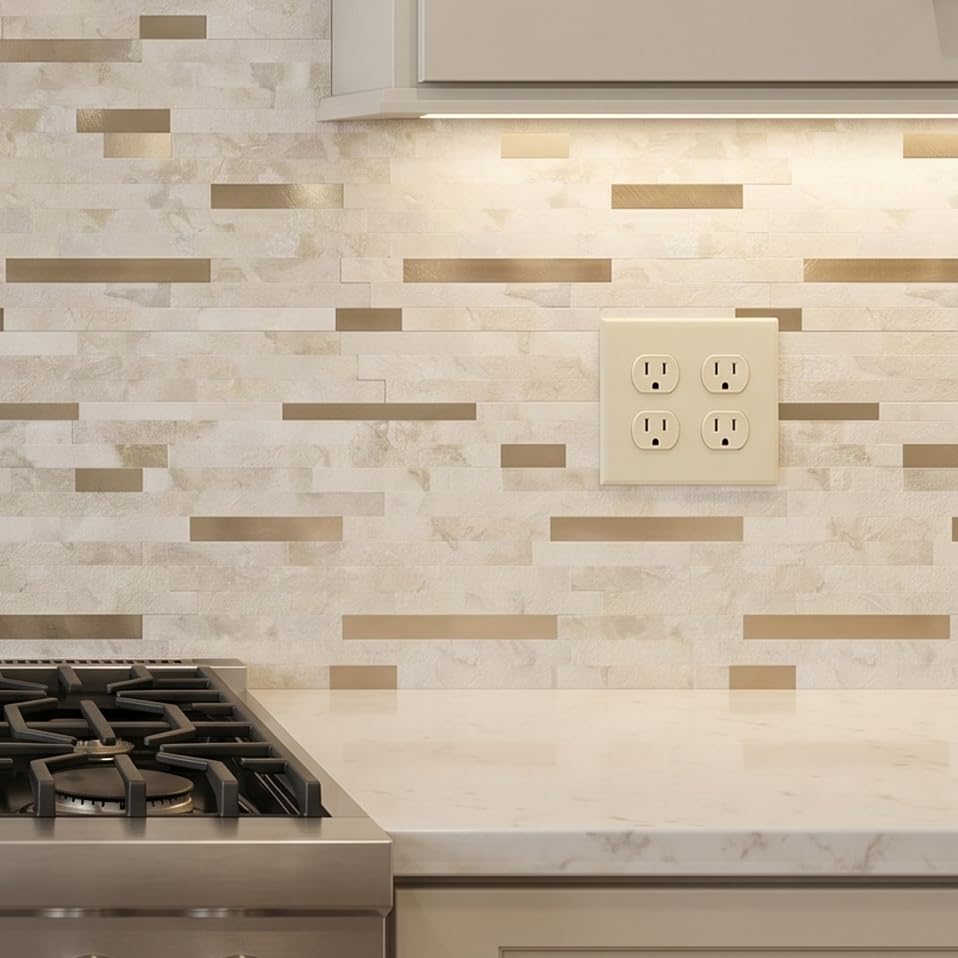 Yipscazo 2026 New Upgrade Peel and Stick Backsplash, Stick on Backsplash Tiles for Kitchen, Bathroom, Fireplace (10 Sheets, Beige Rocks) - color: Beige Rocks