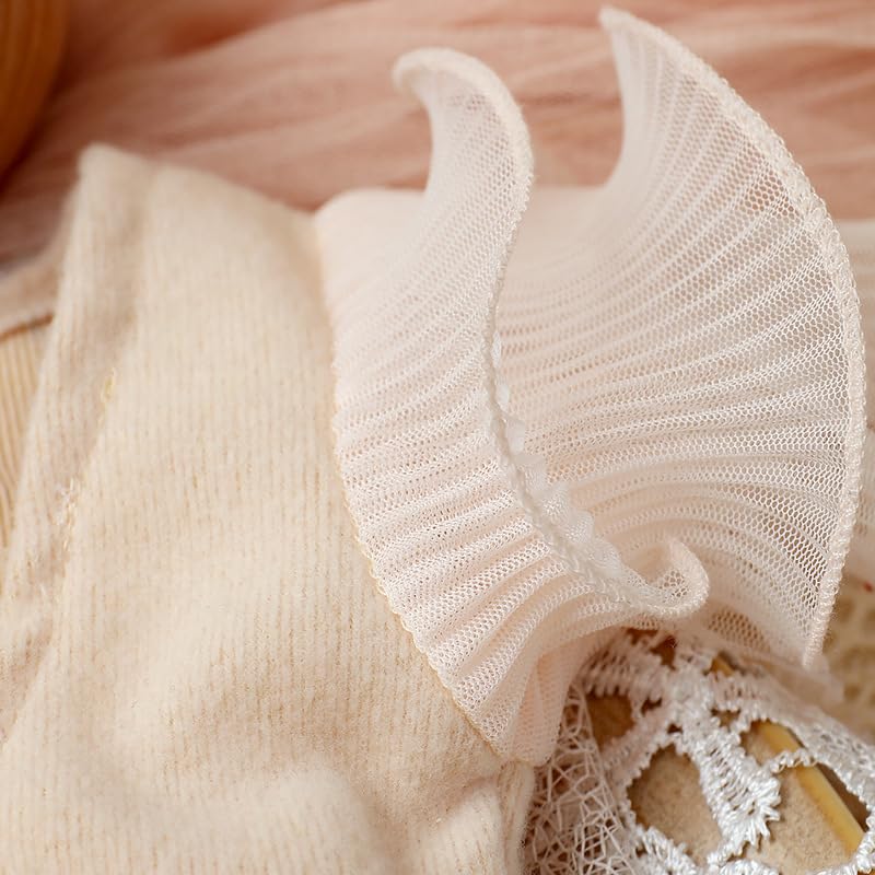 Newborn Photography Outfits Girl Baby Photo Tutu Dress Newborn Photoshoot Romper Baby Picture Lace Outfit - color: Beige