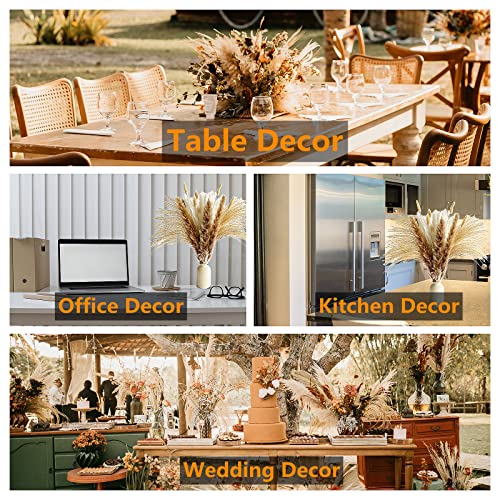 110 PCS of Boho Pampas Grass Decor, Naturally Dried Pompas, Bunny Tails Dried Flowers, and dried eucalyptus. Perfect for Weddings, Boho Party Decorations, and Table Decor. - size: 110PCS 14-17inch Mixed