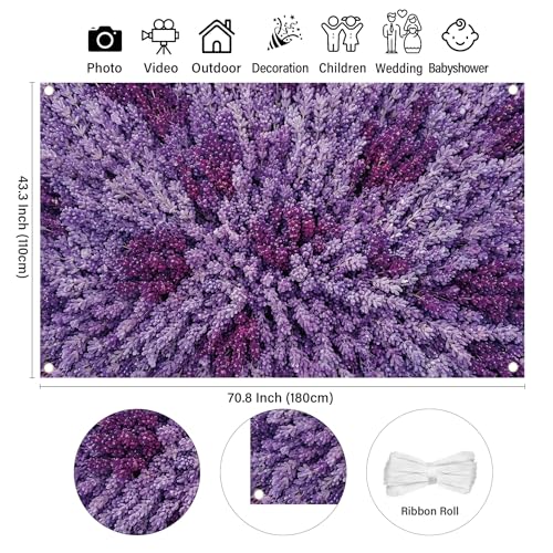 Lavender Backdrop Purple Floral Background for Photography Lavender Flower Wall Backdrop for Wedding Bridal Shower Birthday Baby Shower Home Decorations Background Photo Booth 71x43 Inch - style: Lavender