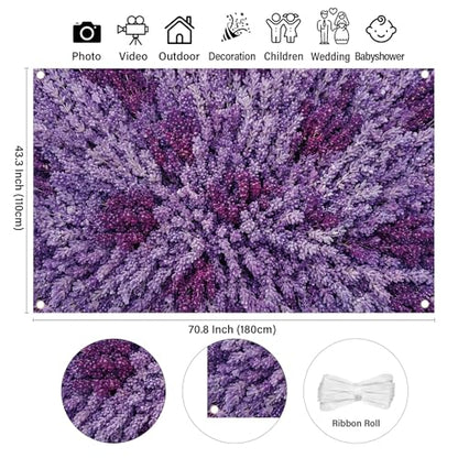 Lavender Backdrop Purple Floral Background for Photography Lavender Flower Wall Backdrop for Wedding Bridal Shower Birthday Baby Shower Home Decorations Background Photo Booth 71x43 Inch - style: Lavender