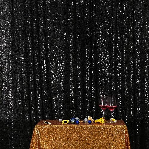 Poise3EHome 6FT x 8FT Black Sequin Photography Backdrop Curtain for Party Decoration - color: Black, size: 6x8 ft