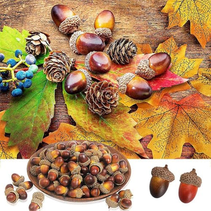 50 Pieces Small Artificial Acorns Mini Crafting Acorns Decorative Fall Acorns Fake Fruit Props Photography Fruit Model Fall Harvest Table Decorations