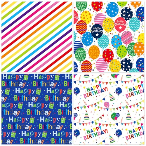 24 Sheets Happy Birthday Scrapbook Paper Pad,160gsm Textured Double-Sided Pattern Planner Junk Journal Craft Paper,Card Making Supplies,30×30cm - color: Happy Birthday