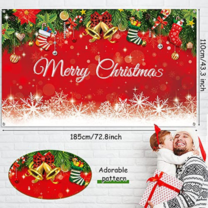 Irenare Christmas Backdrop Merry Christmas Banner Party Decoration Xmas Photography Background Photo Props for Winter Holiday New Year Eve Family Party Decoration Supplies(Snowflake) - style: Snowflake