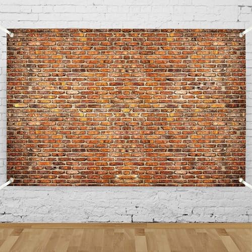 Brick Wall Backdrop 8x6 FT Red Brick Photo Fabric Backdrop Podcast Brick Photography Background Birthday Party Wedding Baby Shower Decorations Photo Booth Prop - color: Red, size: 8x6 FT