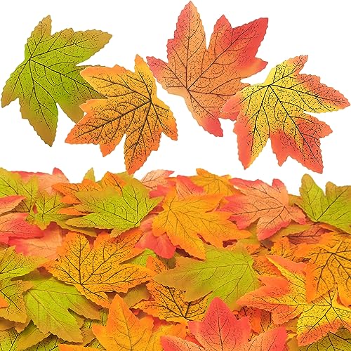 DIYOMR 100Pcs Simulated Maple Leaf, 3.9" x 3.5" Autumn Fall Artificial Leaves for Wedding Party Thanksgiving Decorations Table Room Home Decor Photography Props (Mix A) - color: Mix a