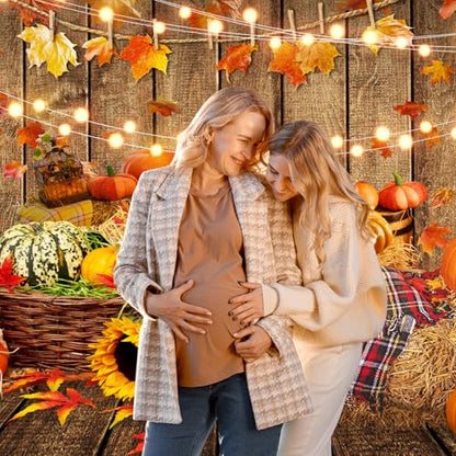 Avezano Fall Backdrop 8x6 ft Autumn Harvest Thanksgiving Wood Background Sunflower Hay Newborn Fall Photography Background Photo Booth Prop - size: 8x6ft, 95x71inch