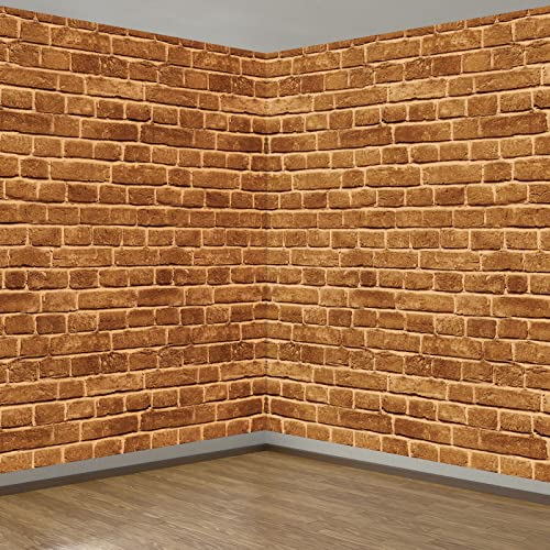 Capoda 6 Pcs 4.5 x 9 Feet Brick Stone Wall Backdrop Brick Wall Tablecloths Magic Wizard Sheet Table Cover Retro Red Backdrop for Wizard Party