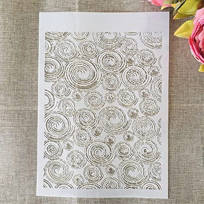 TIAMECH A4 Reusable Annual Ring Stencil for Painting - Tree Annual Ring Texture Layering Template, DIY Wall Art, Wood Furniture, Scrapbook & Crafts (8.3x11.7inch) - style: Annual Ring