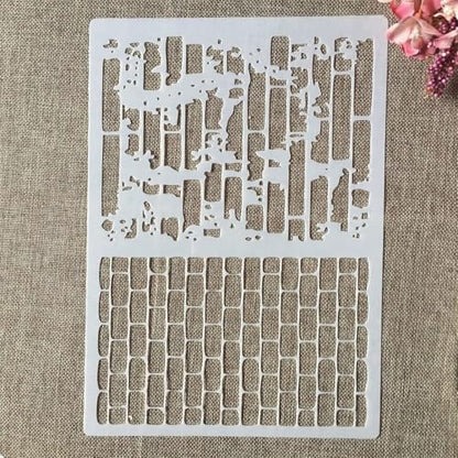 TIAMECH A4 Reusable Brick Bamboo Stencil for Painting - Brick Wall Texture Layering Template, DIY Wall Art, Wood Furniture, Scrapbook & Crafts (8.3x11.7inch) - style: Bricks