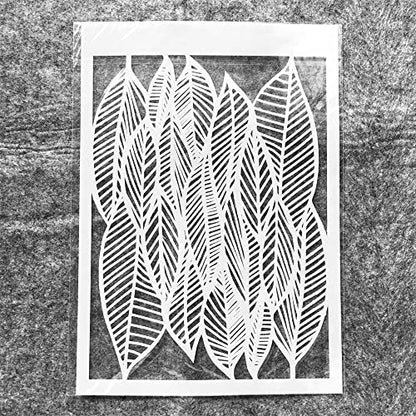 TIAMECH A4 Reusable Leaves Stencil for Painting - Hollow Leaves Layering Template, DIY Wall Art, Wood Furniture, Scrapbook & Crafts (8.3x11.7inch) - style: Leaves