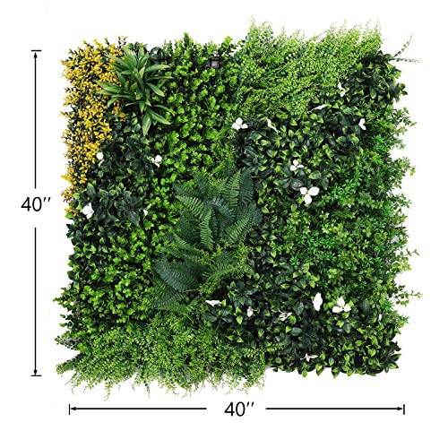 ANMINY 16Pcs Grass Wall Panels 10" x 10" Artificial Grass Plant Greenery Wall Backdrop 11 Sqft Thickened High-Density Faux Boxwood Panels Privacy Fence Hedge for Indoor Outdoor Party Wedding Garden - size: 40 by 40 inches(Pack of 1)