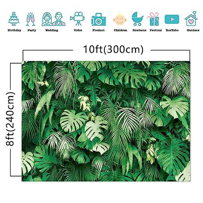 10x8FT Jungle Palm Wildlife Park Photo Backdrop Tropical Rainforest Plant Photography Background Baby Shower Party Banner Friends Family Party Decor Supplies - size: 10x8FT