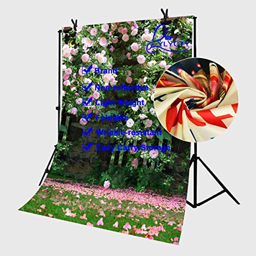 5x7ft Nature Scenery Backdrop Millennial Pink Flower Wall Green Leaves Photography Background A Vibrant Garden Backdrop LYLX008 - size: Vinyl-5x7FT