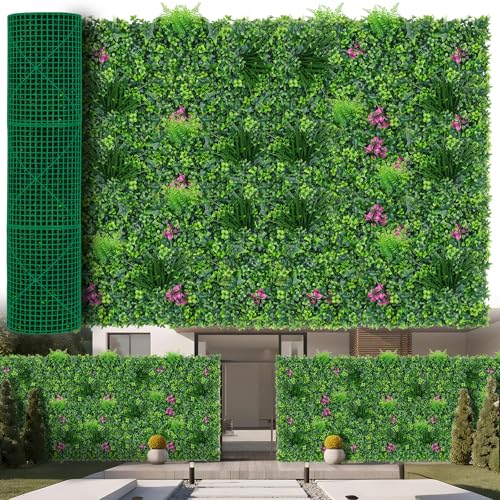 Yangrass Artificial Boxwood Wall Roll, 60"x120"(50 SQFT) Grass Wall Panels Greenery Wall Backdrop with Mint Plant Leaves, UV Protected Privacy Fence Screen Wall Grass for Indoor Outdoor Decor - color: Mint Leaves, size: 60x120 in 1pcs