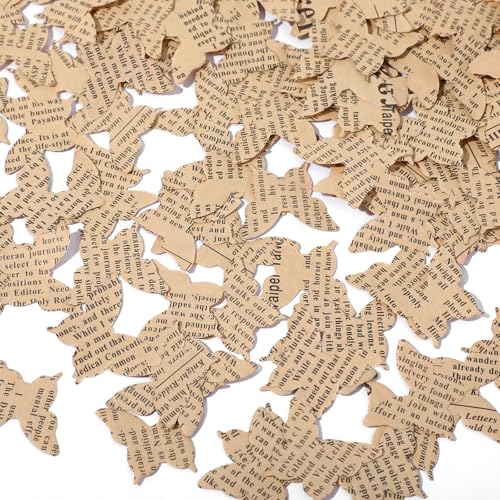 Marspark 1200 Pcs Book Page Confetti 1 Inch Vintage Newspaper Wedding Table Confetti Classic Novelty Party Decorations for Book Themed Party Decor Birthday Photo Prop Bridal Shower (Butterfly,Khaki) - color: Khaki, size: Butterfly