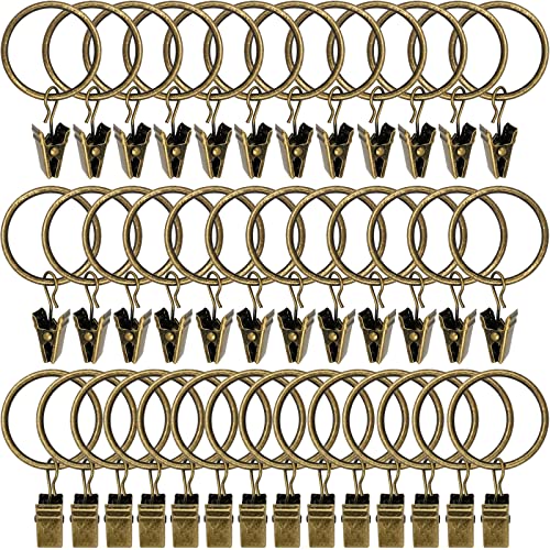 WeeksEight 40 Pack Bronze Curtain Rings with Clips, Curtain Hooks Hangers Clip Rings for Hanging Drapes Bows Hat, Drapery Rings 1.26 in I D, Fits up to 1 in Diameter Curtain Rod. - color: Bronze, size: 1.26" I D Set of 40