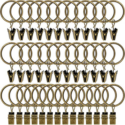 WeeksEight 40 Pack Bronze Curtain Rings with Clips, Curtain Hooks Hangers Clip Rings for Hanging Drapes Bows Hat, Drapery Rings 1.26 in I D, Fits up to 1 in Diameter Curtain Rod. - color: Bronze, size: 1.26" I D Set of 40