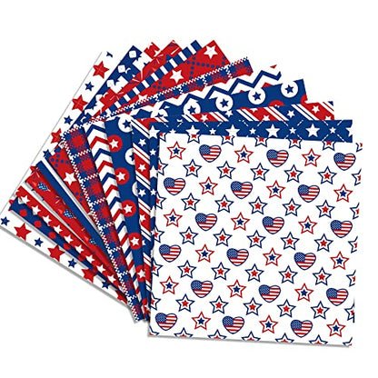VIVIQUEN Patriotic American Flag Double-Sided Paper, 12 Inches, American National Day Textured Scrapbook Paper Craft Paper for DIY Background Card Making Scrapbook Photo Album Decorations, 24 Packs