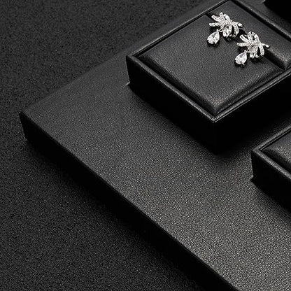 PU Leather Jewelry Stand Showcase Display Holder Jewellry Storage Stand (Black) - color: Black, size: Base Plate
